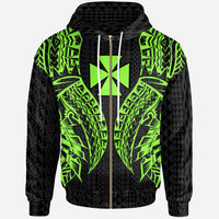 Wallisnd Futuna Zip up Hoodie Polynesian Lion Head Green Style Unisex Green - Polynesian Pride