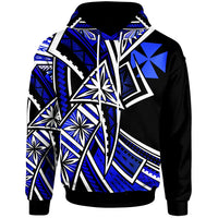 Wallis & Futuna Hoodies Tribal Flower Special Pattern Blue Color Unisex Blue - Polynesian Pride