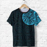New Zealand Maori T Shirt, Maori Warrior Tattoo Shirt Blue Black - Polynesian Pride