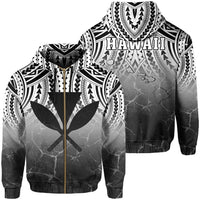 Hawaii Polynesian Kanaka Map Eruption Hoodie Zip Roman Style White Unisex White - Polynesian Pride