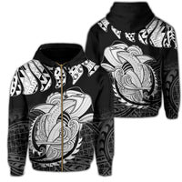 Hawaii Polynesian Aumakua Hammerhead Shark Hoodie Zip Cloud Style White Unisex White - Polynesian Pride