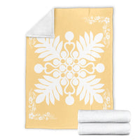 Hawaiian Quilt Maui Plant And Hibiscus Premium Blanket - White Beige - AH - Polynesian Pride