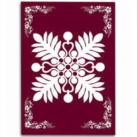 Hawaiian Quilt Maui Plant And Hibiscus Pattern Area Rug - White Burgundy - AH White - Polynesian Pride