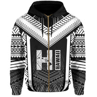 Hawaiian Kanaka Polynesian Zip up Hoodie Active White - Polynesian Pride
