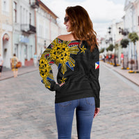 Filipino Off Shoulder Sweater Tribal Black Style LT6 - Polynesian Pride