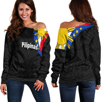 Pilipinas Off Shoulder Sweater Simple Style - Black LT6 - Polynesian Pride