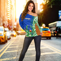 Pohnpei Of Micronesia Women Off Shoulder Sweater Vibe Style LT6 Women Blue - Polynesian Pride