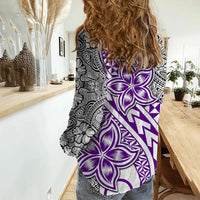 Traditional Polynesian Tribal Tattoo Retro Women Casual Shirt Purple LT9 - Polynesian Pride