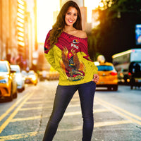 Papua New Guinea Rugby Kumul Pride Women Off Shoulder Sweater - LT2 - Polynesian Pride