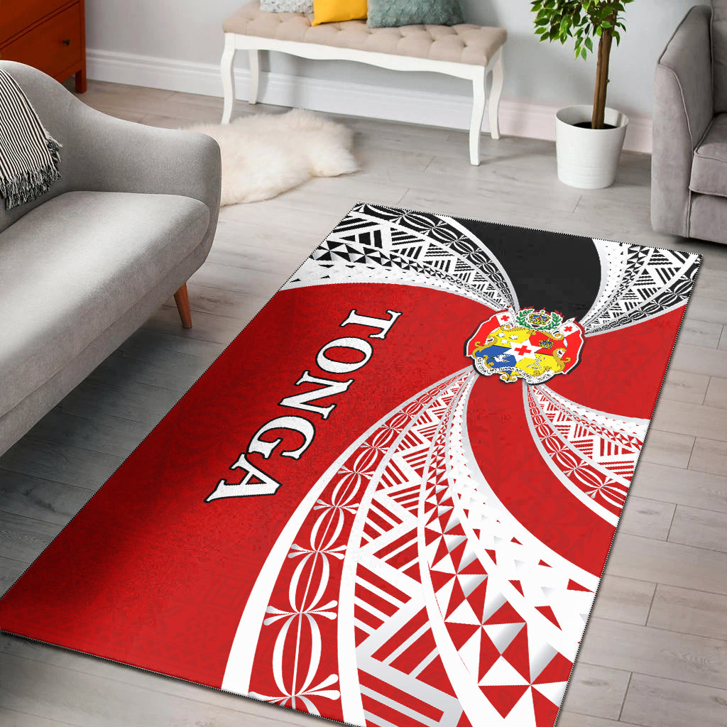 Tonga Distinctive Area Rug Tongan Tapa Pattern LT13 Red - Polynesian Pride