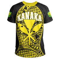 Hawaii Kanaka Map Polynesian T Shirt Yellow Gel Style - Polynesian Pride