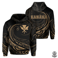 Kanaka Hoodie Frida Style Gold Unisex Black - Polynesian Pride