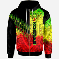 Kosrae Zip Hoodie Reggage Color Symmetry Style Unisex Black - Polynesian Pride
