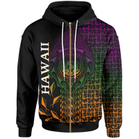 Hawaii Zip up Hoodie Hawaii Seal Rocket Style Unisex Black - Polynesian Pride