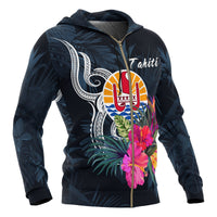 Tahiti Polynesian Zip up Hoodie Tropical Flower - Polynesian Pride