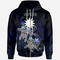Nauru Polynesian Zip up Hoodie Blue Turtle Couple Unisex Blue - Polynesian Pride