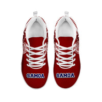 American Samoa Athletic Sneakers - American Samoa Seal Polynesian Tattoo Behind (Red Version) - A0 - Polynesian Pride
