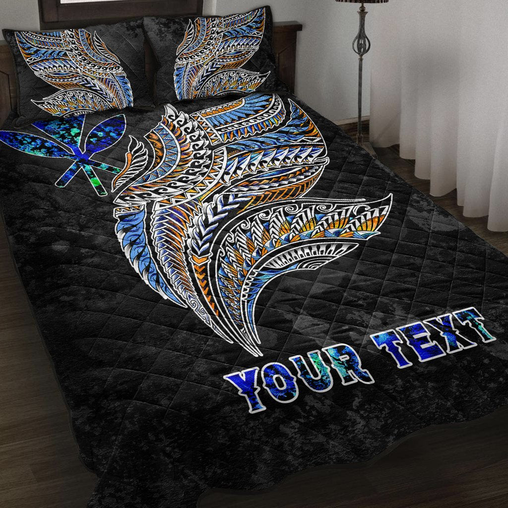 Polynesian Hawaii Custom Personalised Quilt Bed Set - Polynesian Wings Black - Polynesian Pride