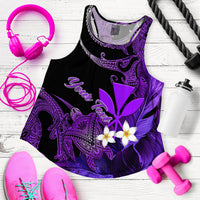 (Custom Personalised) Hawaii Turtle With Plumeria Leaf Purple Women Tank Top - LT12 Women Black - Polynesian Pride