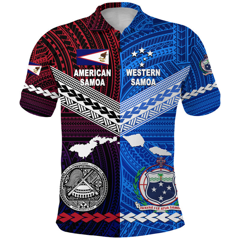 American Samoa Western Samoa Polo Shirt Together LT8 Blue - Polynesian Pride
