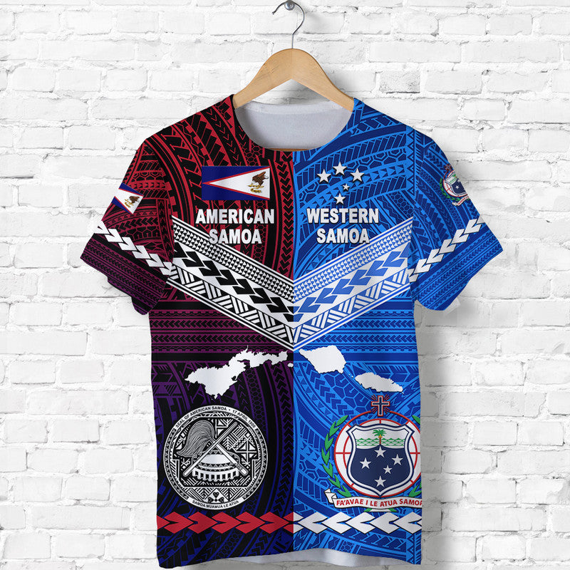 American Samoa Western Samoa T Shirt Together LT8 Blue - Polynesian Pride