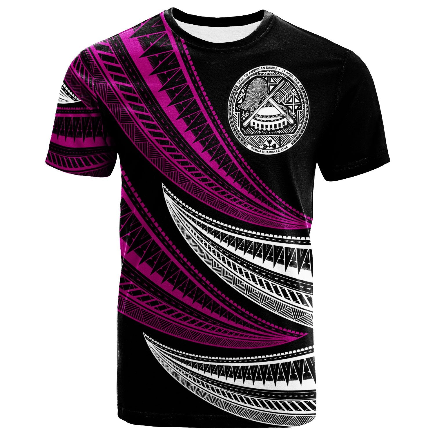 American Samoa Custom T Shirt Wave Pattern Alternating Purple Color Unisex Purple - Polynesian Pride