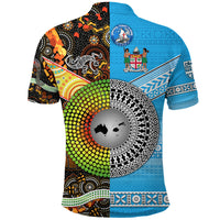 Australia Fiji Polo Shirt Aboriginal and Tapa Together Together Central Coast Fijians LT8 - Polynesian Pride