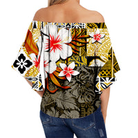 Hawaii Shark Off Shoulder Waist Wrap Top Gold Style LT6 - Polynesian Pride