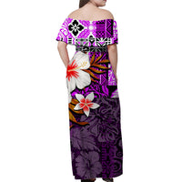 Custom Hawaiian Tribal Hammerhead Shark Tattoo Matching Hawaiian Shirt and Dress with Polynesian Hibiscus Purple LT6 - Polynesian Pride