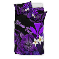 (Custom Personalised) Hawaii Turtle With Plumeria Leaf Purple Bedding Set - LT12 - Polynesian Pride