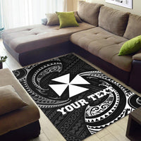 Wallis And Futuna Polynesian Custom Personalised Area Rug - White Tribal Wave - Polynesian Pride