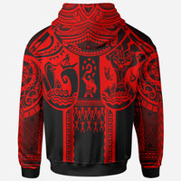 Hoodie Polynesian Patterns Maui Tattoo (Red) - Polynesian Pride