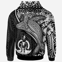 Vanuatu Zip up Hoodie Humpback Whale & Coat of Arms White - Polynesian Pride