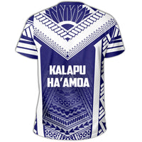 KALAPU HAAMOA American Samoa Coat Of Arms Polynesian T shirt Active Blue LT13 - Polynesian Pride