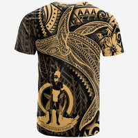 Vanuatu T Shirt Humpback Whale & Coat of Arms Gold - Polynesian Pride