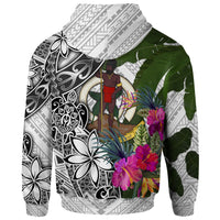 Vanuatu Hoodie White Turtle Plumeria Banana Leaf - Polynesian Pride