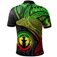Northern Mariana Islands Polo Shirt Humpback Whale and Coat of Arms Reggae - Polynesian Pride