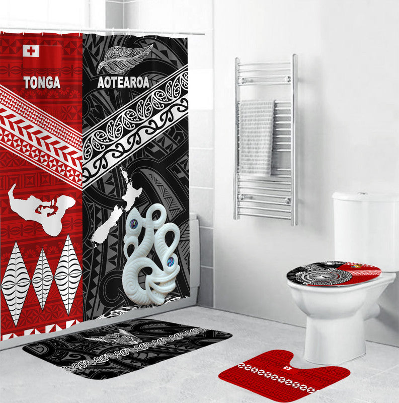 New Zealand And Tonga Bathroom Set Together - Black LT8 Black - Polynesian Pride