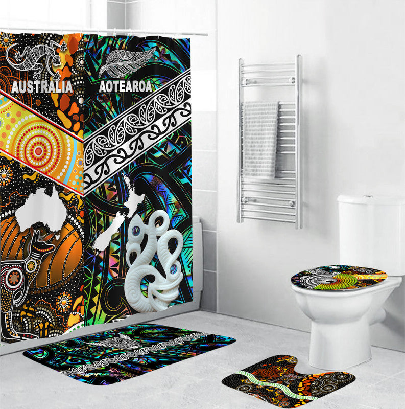 New Zealand Maori Aotearoa And Australia Aboriginal Bathroom Set Together - Paua Shell LT8 Paua Shell - Polynesian Pride