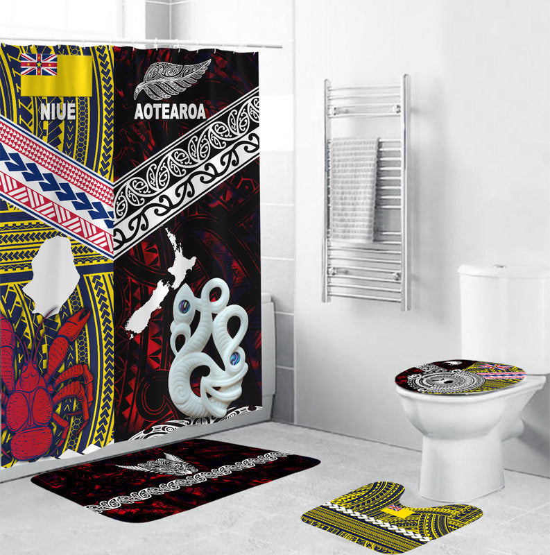 New Zealand And Niue Bathroom Set Together - Red LT8 Red - Polynesian Pride