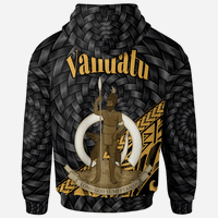Vanuatu Zip Hoodie Gold Polynesian Patterns With Bamboo - Polynesian Pride