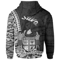 Fiji Zip Hoodie Suva Seal of Fiji Polynesian Patterns - Polynesian Pride