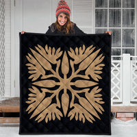 Hawaiian Royal Pattern Premium Quilt - Black And Gold - A3 Style - AH - Polynesian Pride