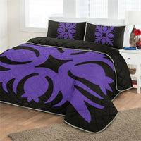 Hawaiian Royal Pattern Quilt Bed Set - Black And Purple - I1 Style - AH - Polynesian Pride