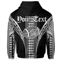 Custom Hawaii Hoodie Black White Football Pullover Hoodie - Polynesian Pride