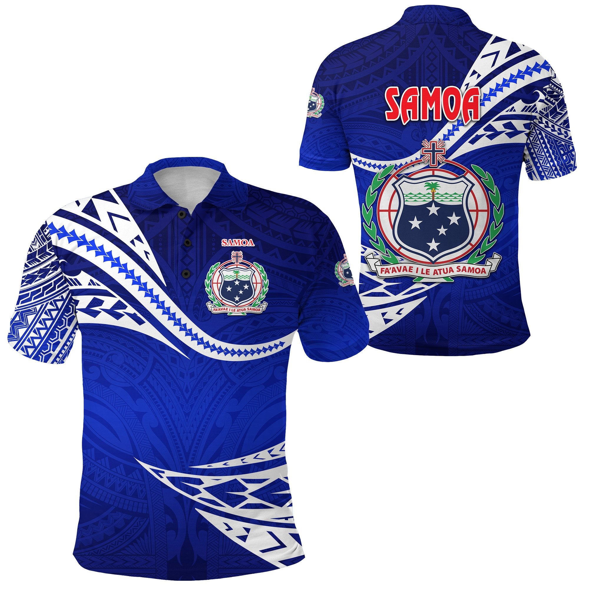 Manu Samoa Rugby Polo Shirt Unique Version Blue Blue - Polynesian Pride