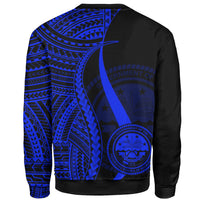 Federated States of Micronesia Custom Personalised Sweatshirt - Blue Polynesian Tentacle Tribal Pattern - Polynesian Pride