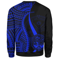 Marshall Islands Custom Personalised Sweatshirt - Blue Polynesian Tentacle Tribal Pattern Crest - Polynesian Pride