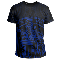 Hawaii King Coat of Arms Kanaka Map Polynesian T Shirt Blue - Polynesian Pride