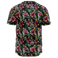 Tropical Flowers, Palm And Leaves Baseball Jersey - Polynesian Pride